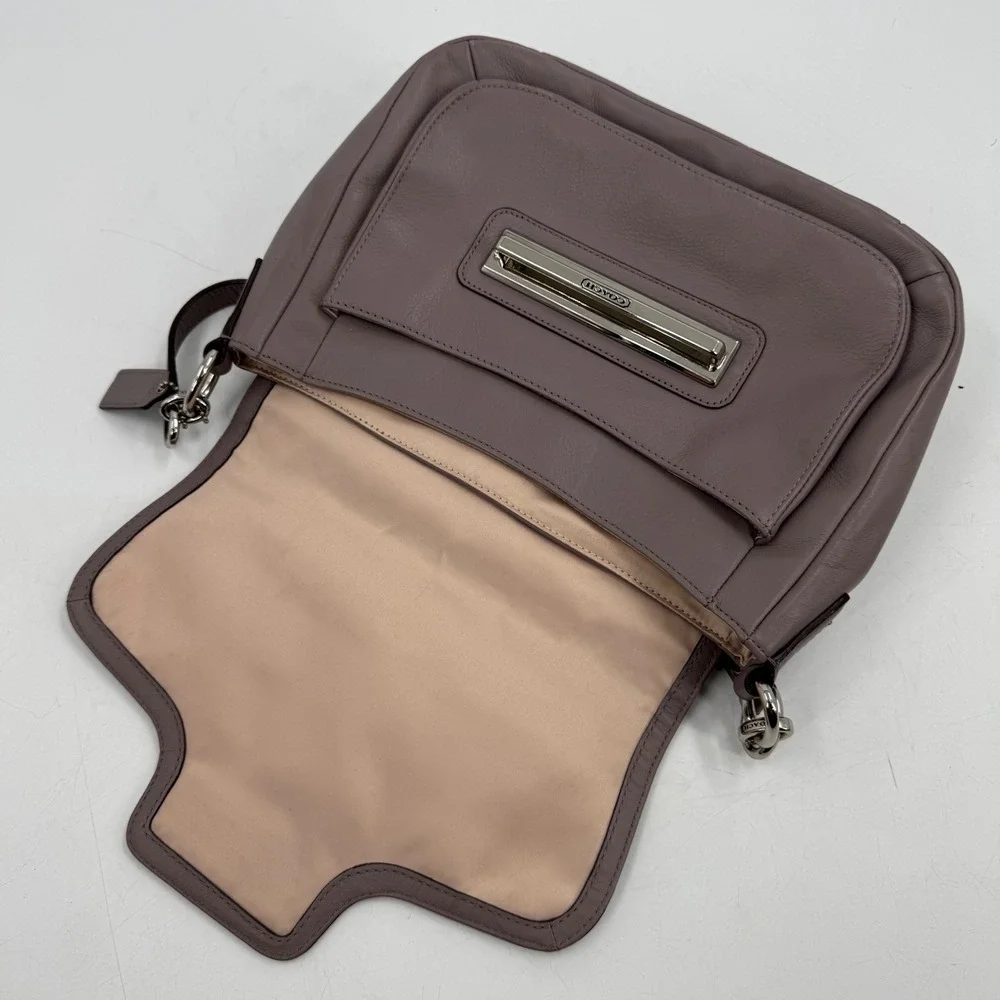 Coach Leather Satchel Crossbody Bag Purple Gray Vintage Leather K1394-F27481 - Picture 7 of 7